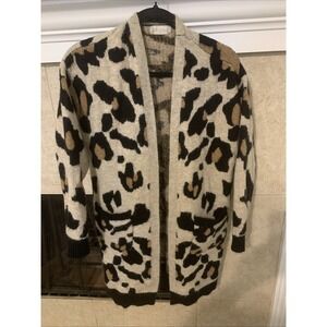 Altar'd State Women's Teens Size S/M  Leopard Print Cardigan Tunic Sweater